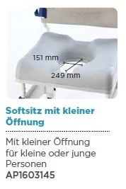 Maße des Aquatec Ocean Ergo Softsitzes mit kleiner Öffnung